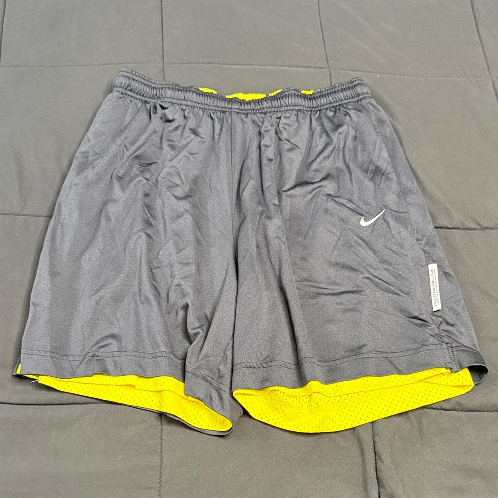 Nike Men's Athletic Shorts in Gray with Yellow Accents
